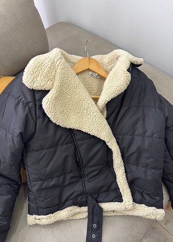 Kürklü siyah Kadın Kışlık Mont - Görsel 2