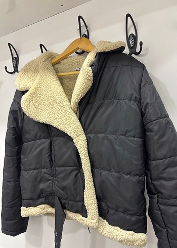 Kürklü siyah Kadın Kışlık Mont - Görsel 5