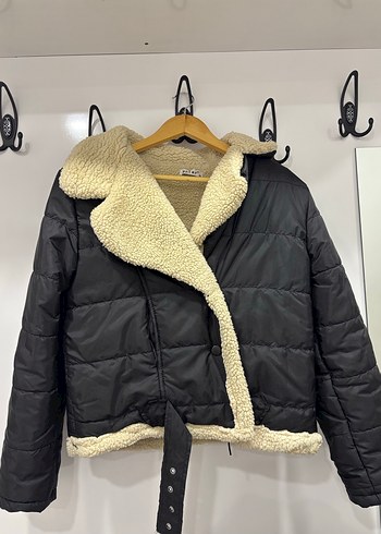 Kürklü siyah Kadın Kışlık Mont - Görsel 4