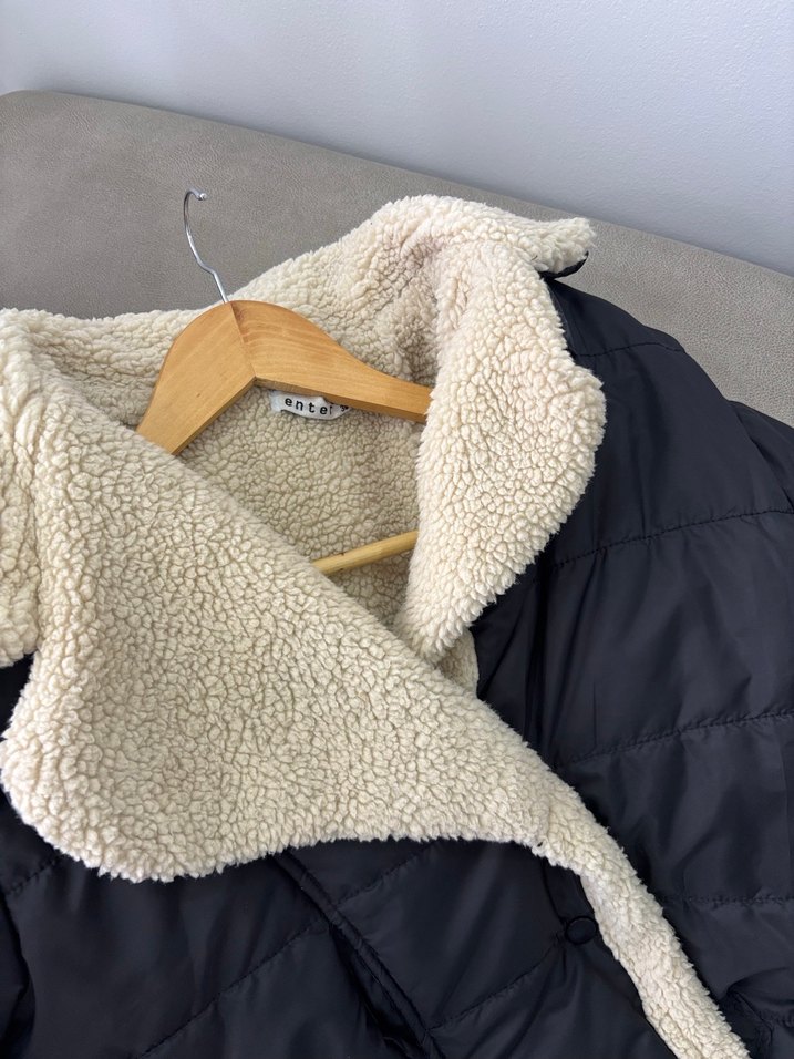 Kürklü siyah Kadın Kışlık Mont - Görsel 3