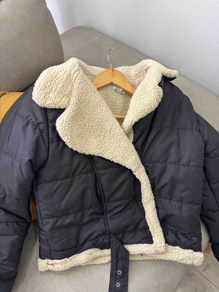 Kürklü siyah Kadın Kışlık Mont - Görsel 2