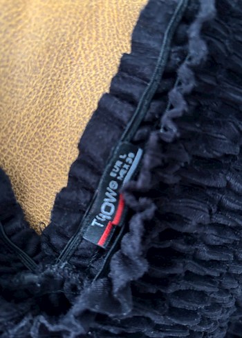 Piliseli Siyah Keten Mini Bluz - Görsel 5