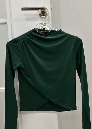 Drapeli Uzun Kollu Yeşil Bluz - Görsel 3