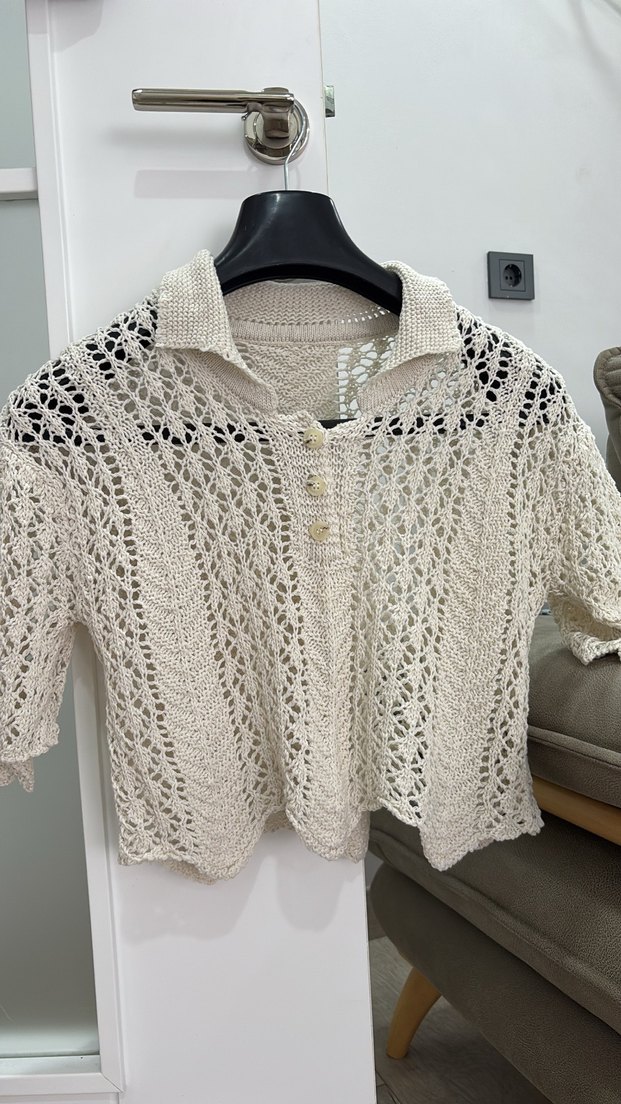 Bohem Gri Kısa Örgü Kadın Hırka - Görsel 2