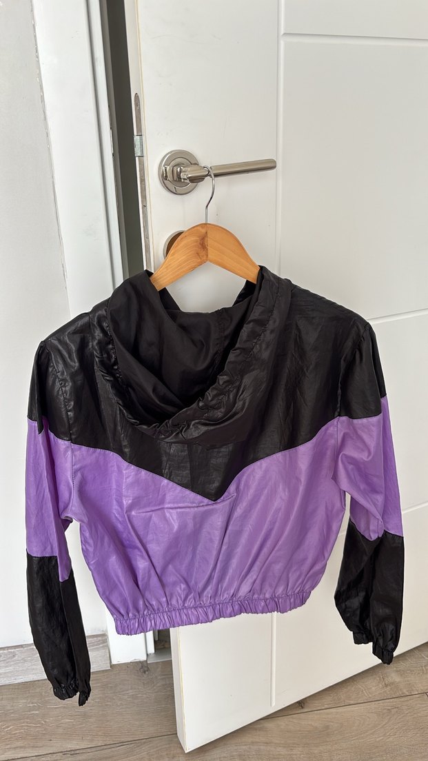Mor Siyah Fermuarlı Kadın Ceket - Görsel 2