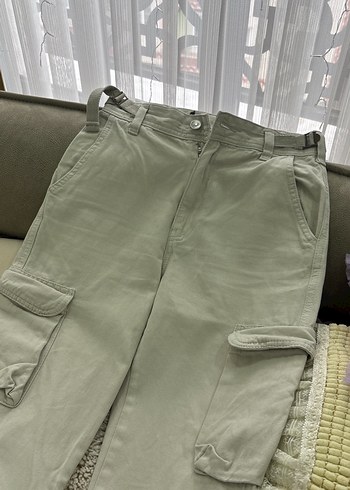 Bej Kemerli Rahat Kesim Keten Kadın Pantolon - Görsel 2