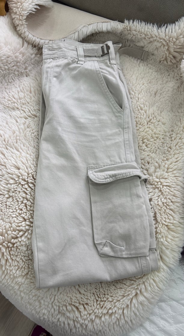 Bej Kemerli Rahat Kesim Keten Kadın Pantolon - Görsel 3