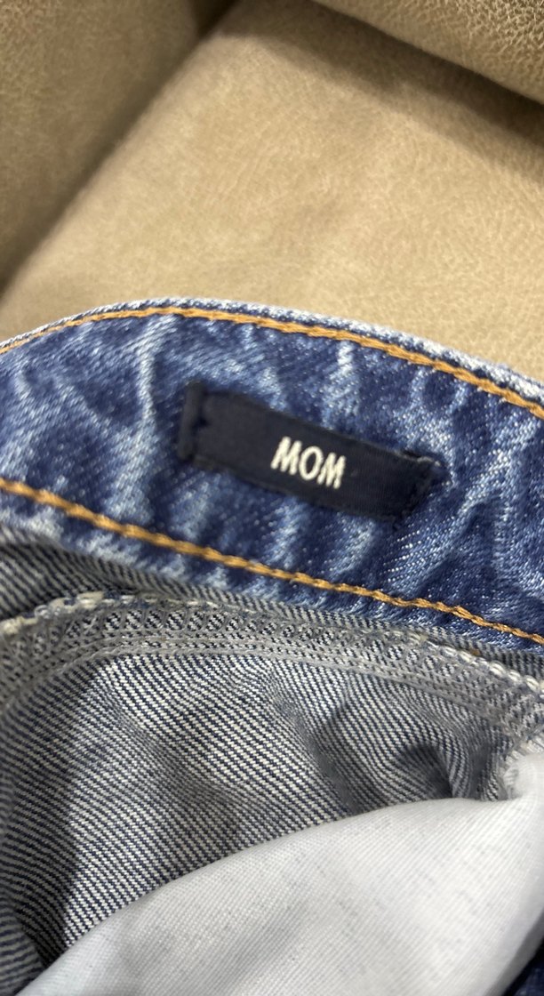 Mavi Düğmeli Rahat Kesim Midi Kadın Kot Pantolon - Görsel 5