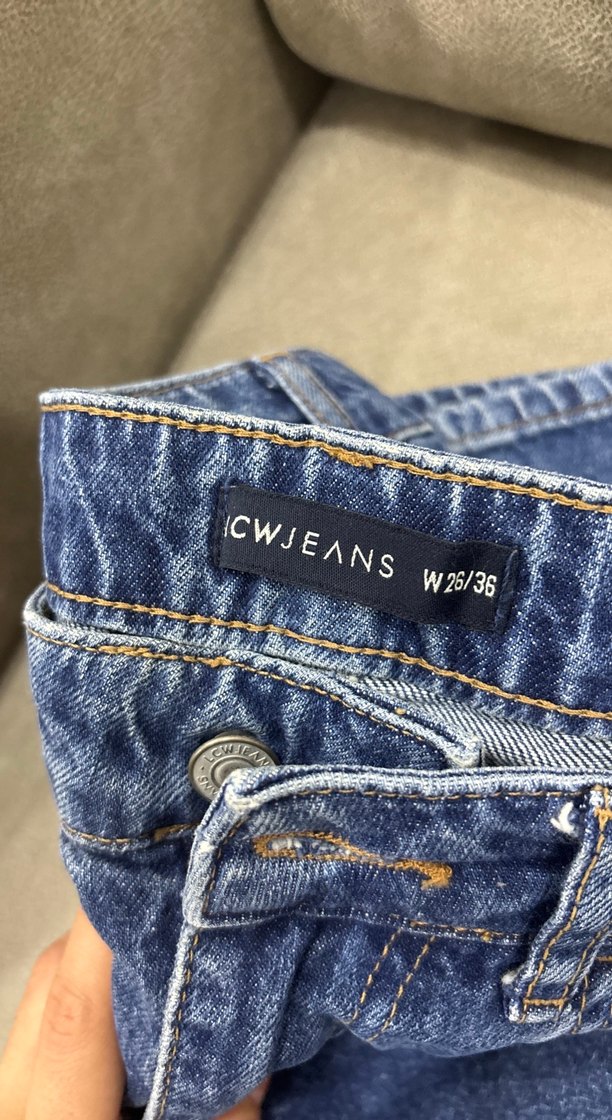 Mavi Düğmeli Rahat Kesim Midi Kadın Kot Pantolon - Görsel 4