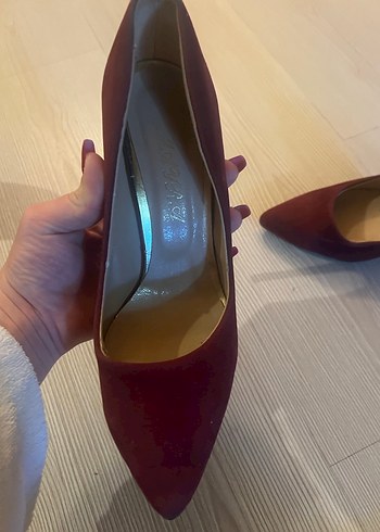 Bordo Süet Stiletto Topuklu Kadın Ayakkabı - Görsel 5