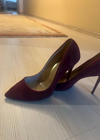 Bordo Süet Stiletto Topuklu Kadın Ayakkabı - Görsel 2