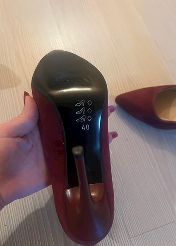 Bordo Süet Stiletto Topuklu Kadın Ayakkabı - Görsel 3