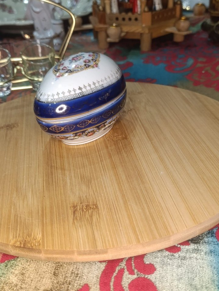 Parlak Mavi Desenli Pudra Kutusu - Görsel 3