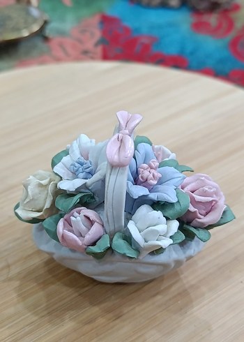 Pastel Renkli Çiçek Sepeti Biblo - Görsel 2