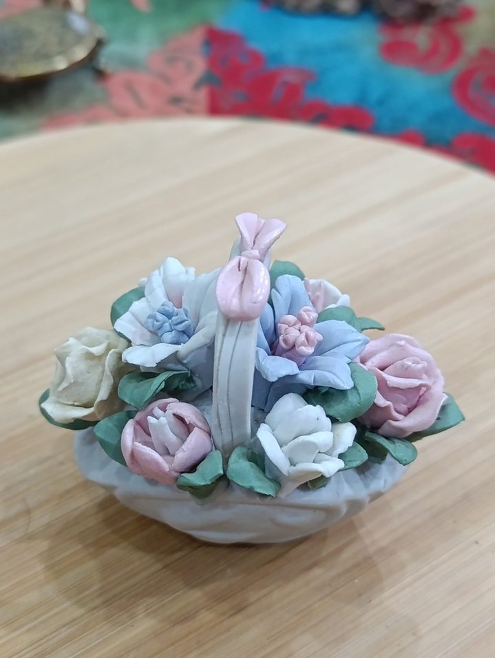 Pastel Renkli Çiçek Sepeti Biblo - Görsel 2