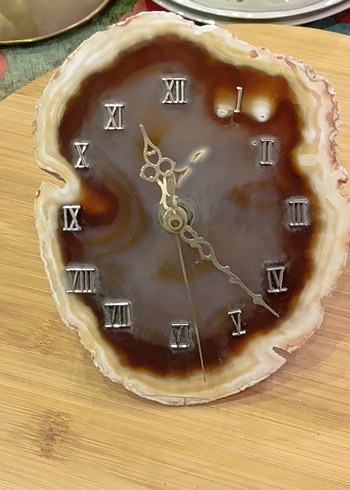 Kahverengi Doğal Taş Masa Saati - Görsel 2