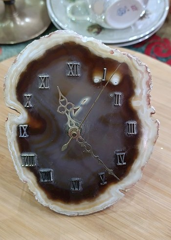 Kahverengi Doğal Taş Masa Saati - Görsel 4