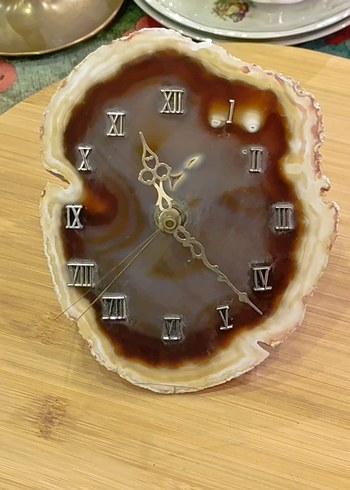 Kahverengi Doğal Taş Masa Saati - Görsel 3