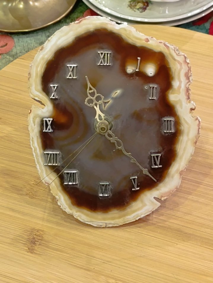 Kahverengi Doğal Taş Masa Saati - Görsel 3