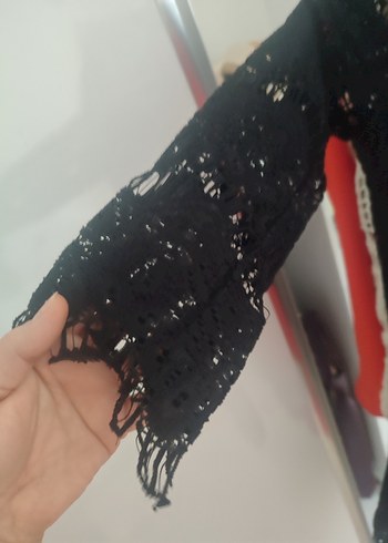Kadın Siyah Örgü Uzun Kollu Bluz - Görsel 5