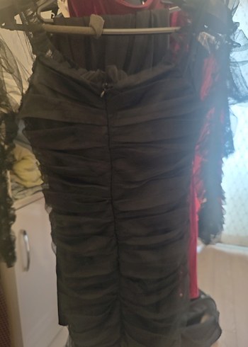 Siyah Drapeli Gotik Midi Elbise - Görsel 2