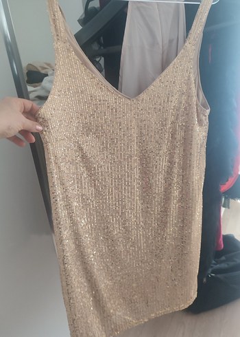 Bej Drapeli Midi Abiye Elbise - Görsel 4