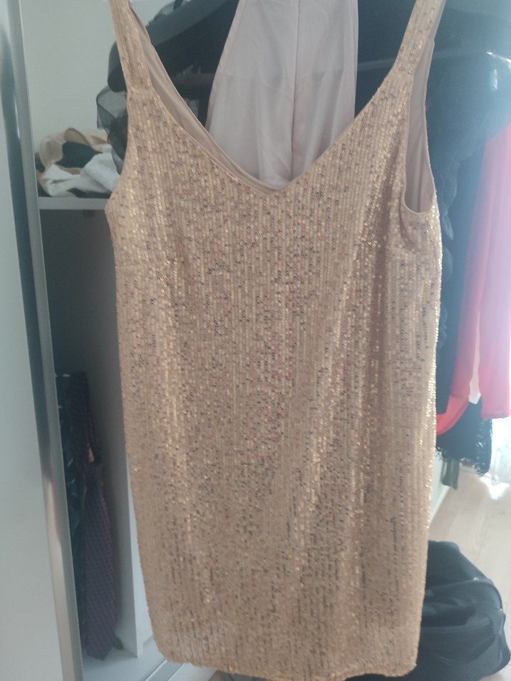 Bej Drapeli Midi Abiye Elbise - Görsel 2