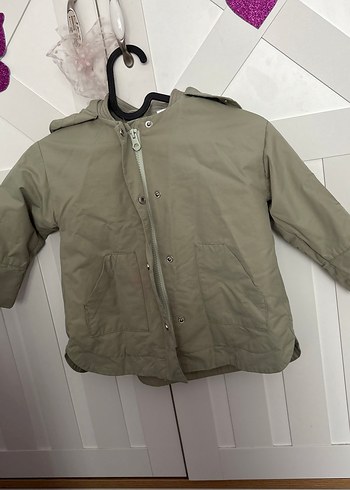 Kız çocuk yeşil Çocuk Düğmeli ve fermuarlı  ara mevsimlik ceket - Görsel 4