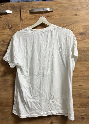 Beyaz Loose Fit Pamuklu Baskılı Erkek Tişört - Görsel 2