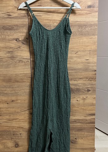 Örgü Detaylı Uzun Keten Elbise - Görsel 2