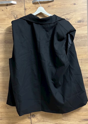 Siyah Kolsuz Midi Kadın Blazer - Görsel 2