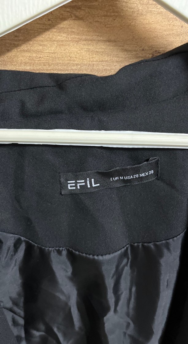 Siyah Kolsuz Midi Kadın Blazer - Görsel 3