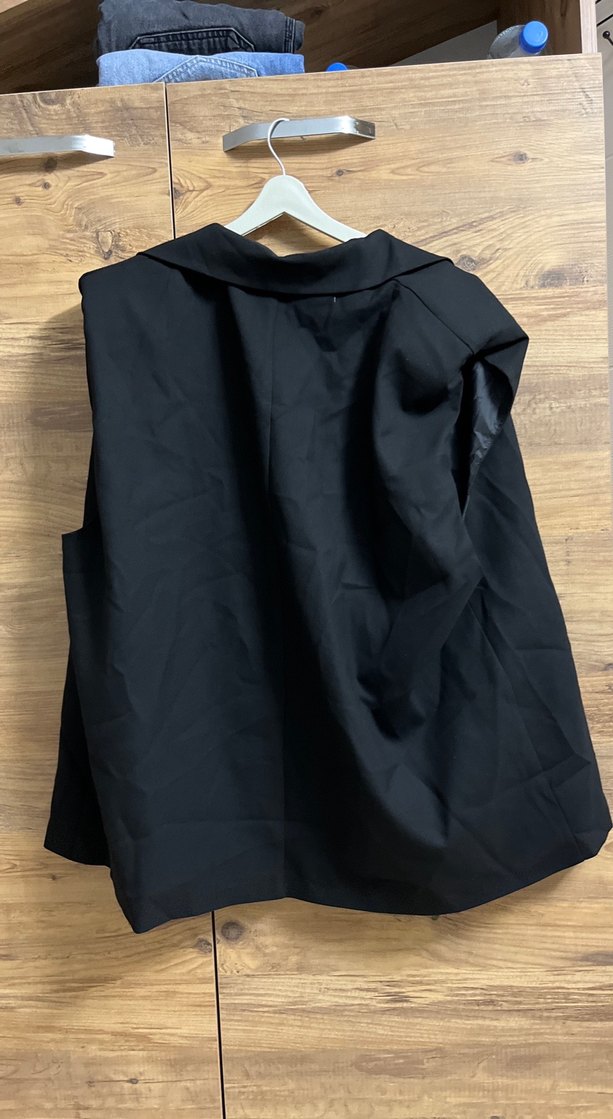 Siyah Kolsuz Midi Kadın Blazer - Görsel 2