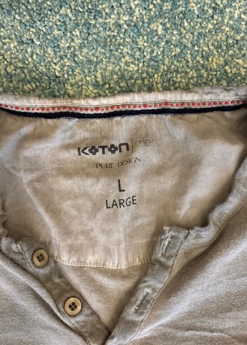 Düğmeli Bej Erkek Pamuk Uzun Kollu Tişört - Görsel 2