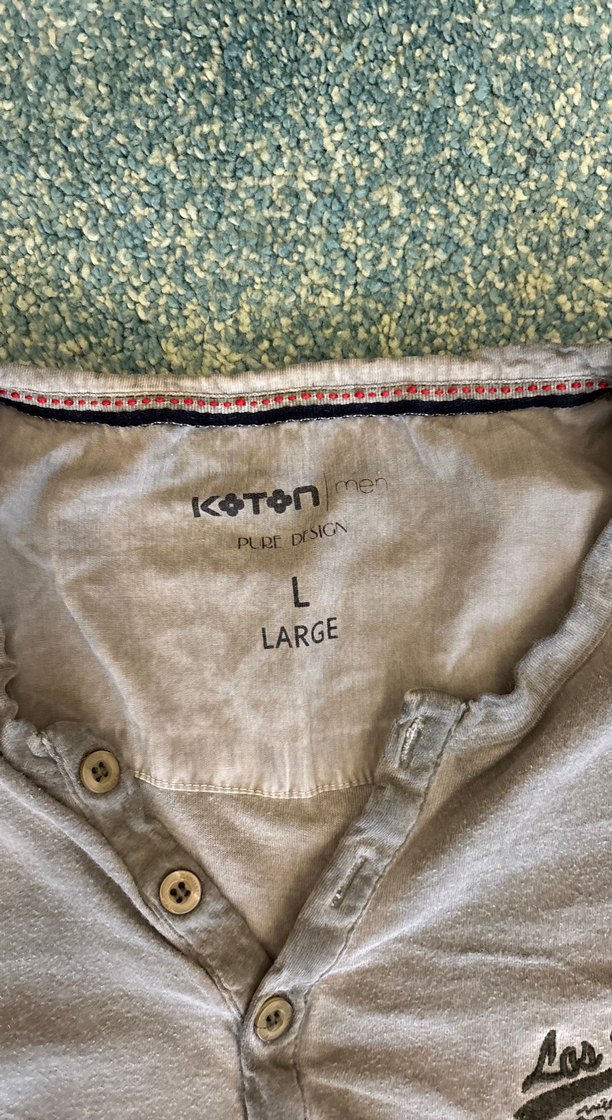 Düğmeli Bej Erkek Pamuk Uzun Kollu Tişört - Görsel 2