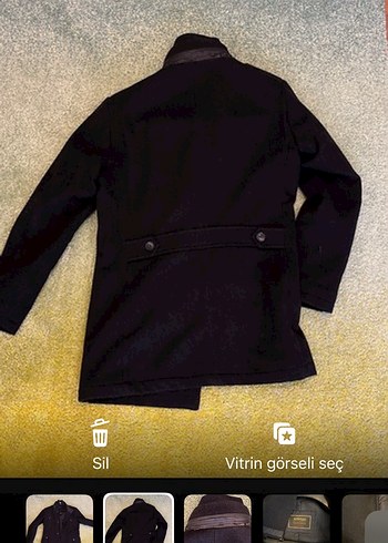 Düğmeli Siyah Erkek Midi Kaban - Görsel 5