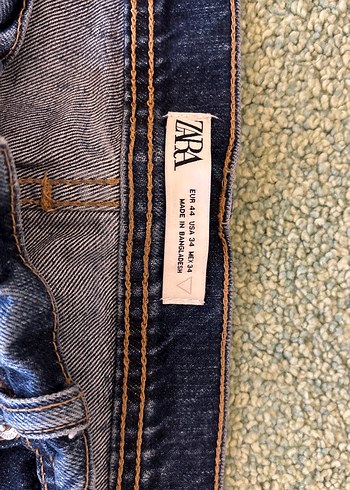 Erkek Zara Bol Kesim Ripped Midi Kot Pantolon - Görsel 5