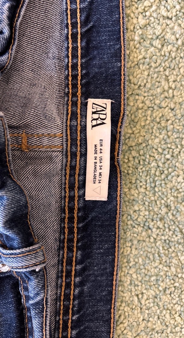 Erkek Zara Bol Kesim Ripped Midi Kot Pantolon - Görsel 5