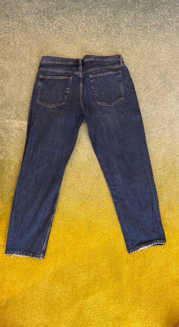 Erkek Zara Bol Kesim Ripped Midi Kot Pantolon - Görsel 3