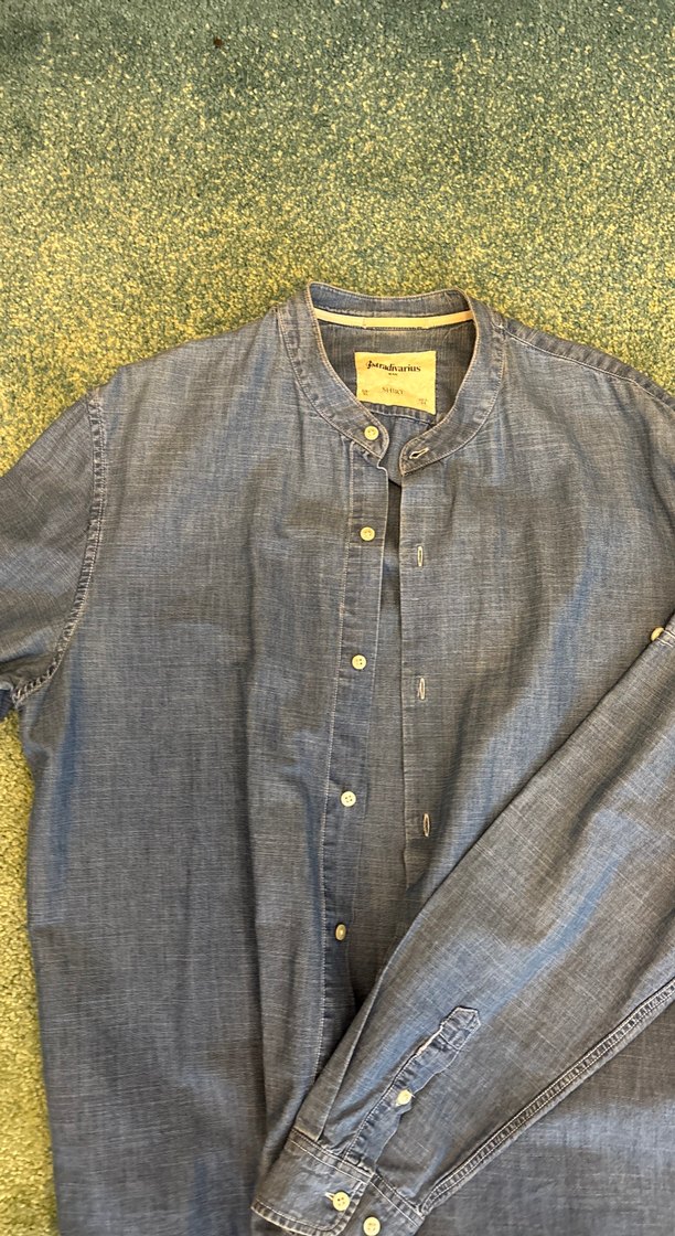 Mavi Erkek Denim Gömlek, Uzun Kollu, Düğmeli - Görsel 2