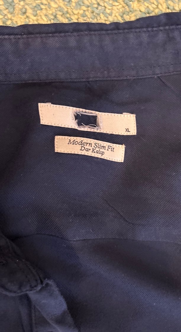 Lacivert Erkek Gömlek, Düğmeli, Salaş Kesim - Görsel 2