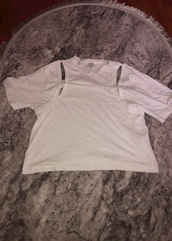 Kısa Kollu, Kuşaklı Beyaz Kadın Bluz M beden - Görsel 2