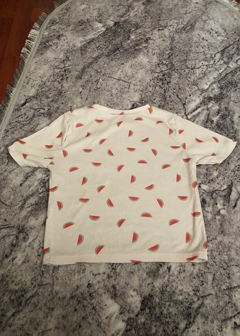 Karpuz Desenli Beyaz Kısa Kollu crop S beden - Görsel 2