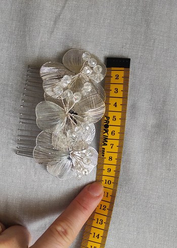 Bej Gri Boncuklu Kadın Saç Tokası - Görsel 3