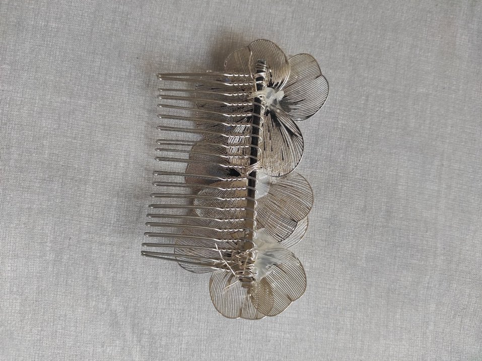 Bej Gri Boncuklu Kadın Saç Tokası - Görsel 4