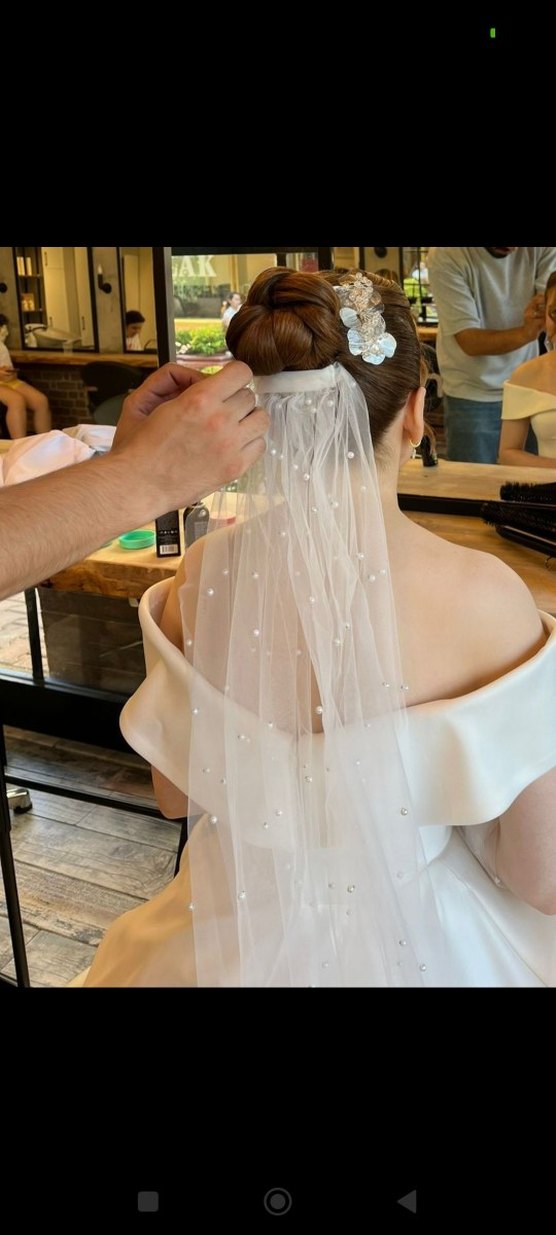 Bej Gri Boncuklu Kadın Saç Tokası - Görsel 2