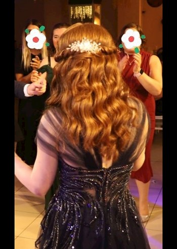 Siyah Drapeli V Yakalı Uzun Abiye Elbise - Görsel 3