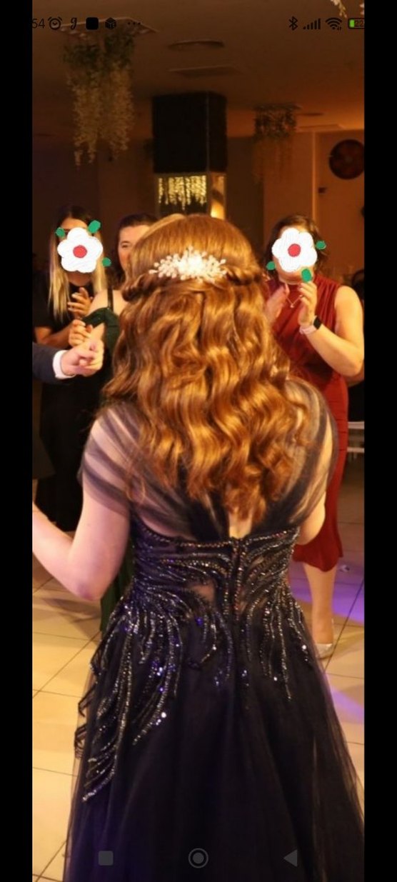 Siyah Drapeli V Yakalı Uzun Abiye Elbise - Görsel 3