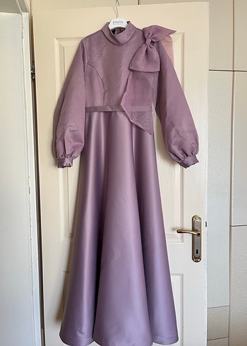 Uzun Mor Kadın Abiye Elbise - Görsel 3