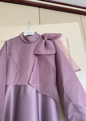 Uzun Mor Kadın Abiye Elbise - Görsel 4